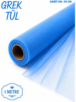 Beraye Tül, Mavi Iran Grek Tül, Nişan Çeyiz Bohça Kapı Doğum Günü Konvoy Parti Dekor Süsleme, 3 Metre (En 70CM)