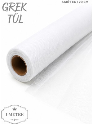 Beraye Tül, Beyaz Iran Grek Tül, Nişan Çeyiz Bohça Kapı Doğum Günü Konvoy Parti Dekor Süsleme, 3 Metre (En 70CM)