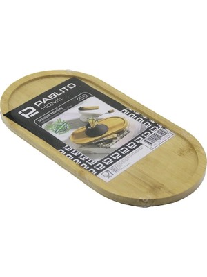 Veraura Lifestyle Oval Ahşap Bambu Yağdanık Altlık - Sunum Tepsi 12X24X0.8CM