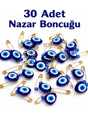 Beraye 30 Adet Çatal İğneli Nazar Boncuğu - Bohça Süsü Boncuğu