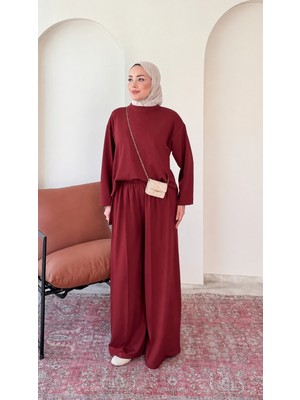 RFK Butik Kadın Oys.ho Yeni Sezon Tunik Pantolonlu Tesettür Takım - Kırmızı