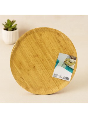 Veraura Lifestyle 38 cm Yuvarlak Bambu Servis Tepsisi Sunum Tahtası