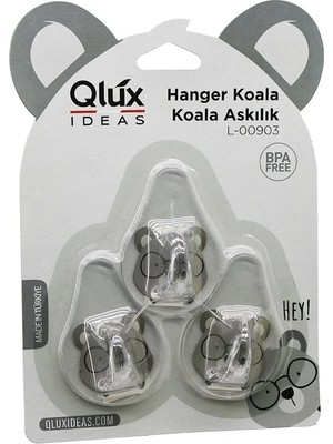Veraura Lifestyle 3pcs Koala Askı Şeffaf Askı Yapışkanlı Montaj