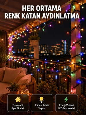 Veraura Lifestyle 5 Metre Şeffaf Kablo LED Peri Işığı 50 Ampullü Dekoratif LED Yeni Nesil