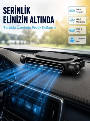 Veraura Lifestyle Araç Koltuk Başlığı Soğutucu Fan USB Şarjlı 3 Kademeli Sessiz Boyun Serinletici