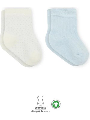 Veraura Lifestyle Puan Derby Penye Soket Çorap 2'li BS10103 Mavi Ekru