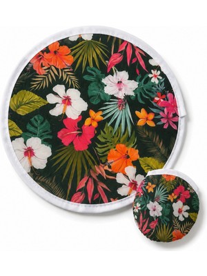 Leo'Stone Katlanabilir Japon Yelpazesi 20 cm Mini El Yelpazesi Kılıflı Çantalık Tropical Bloom Siyah