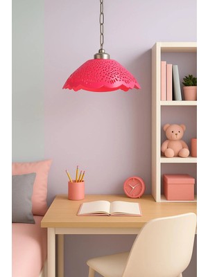 Veraura Lifestyle Fuşya Akrilik Avize Soft Pembe Modern Aydınlatma 35X35X12 cm