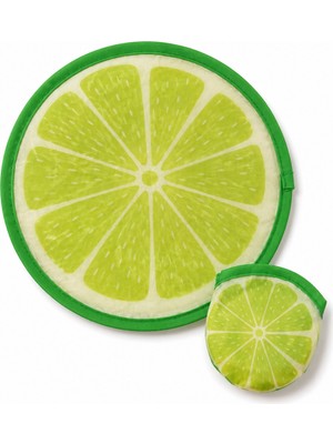 Leo'Stone Katlanabilir Japon Yelpazesi 20 cm Mini El Yelpazesi Kılıflı Çantalık Limon Desenli Fresh Yeşil
