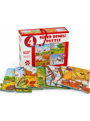 Veraura Lifestyle 2488 Mevsimler Süper Renkli Puzzle 4lü