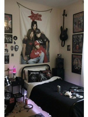Owlbag Company Owl Bag Tokio Hotel Red Star Logo Desenli Tasarım Duvar Halısı