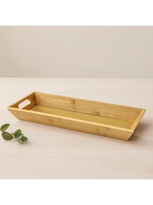 Veraura Lifestyle Bambu Ahşap Sunum Tepsisi 16X40X4 cm Çift Kulplu