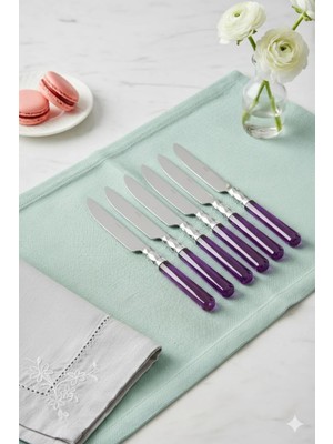 Veraura Lifestyle 6’lı Paslanmaz Çelik Mor Tatlı Bıçağı Seti