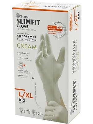 Veraura Lifestyle Reflex Slimfit Glove KOD-028 L-Xl Krem Pudrasız Muayene Eldiven 100LÜ