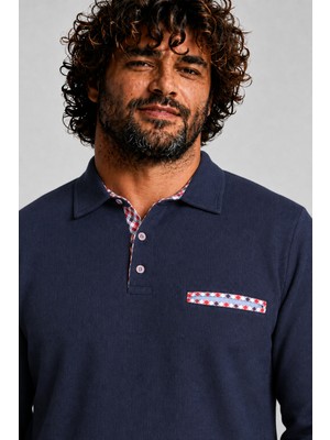 Starbattal Erkek Büyük Beden Polo Yaka Sweat Flota Cep 24407 Lacıvert