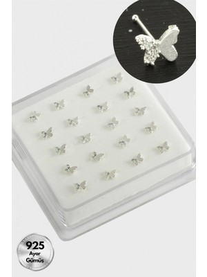 Pileli Store Kelebek Zirkon Taşlı Gümüş Hızma 20 Adet