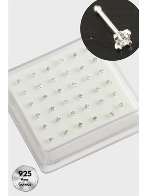 Pileli Store 3 mm Kare Zirkon Tek Taşlı Gümüş Hızma 36 Adet