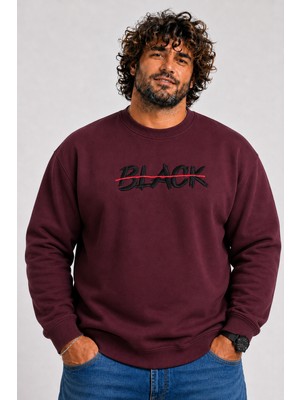 Starbattal Erkek Büyük Beden Sıfır Yaka 3ip Sweat Black 24202 Murdum