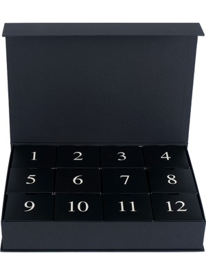 Baleza 12'li Mıknatıslı Boş Advent Calendar Kutusu Siyah - Yılbaşı, Yeni Yıl ve Doğum Günü Sürprizi İçin 12 Gözlü Sert Mukavva İçi Boş Hediye Kutusu