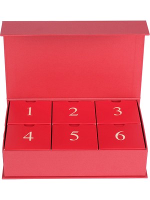 Baleza 6'lı Mıknatıslı Boş Advent Calendar Kutusu Simli Kırmızı - Yılbaşı, Yeni Yıl ve Doğum Günü Sürprizi İçin 6 Gözlü Sert Mukavva İçi Boş Hediye Kutusu
