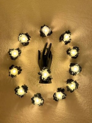 Beraye LED Mum, Zümrüt Yeşili Ledli Kına El Mumu, Düğün, Nedime, Bride, Sünnet, Lazer Çiçekli, LED Işıklı, Tealight Mum Pilli 12 Adet