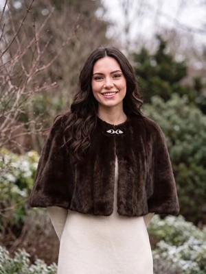 Elegance Scarf Broşlu Premium Suni Kürk Etol Gelin Bolero Gelinlik Bolero Gelin Şalı Abiye Şal Acı Kahve