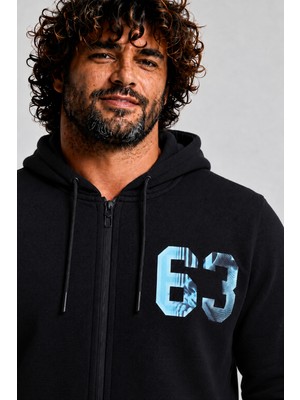 Starbattal Büyük Beden Kapüşonlu Sweat Double Face Sixty Three 25704 Sıyah