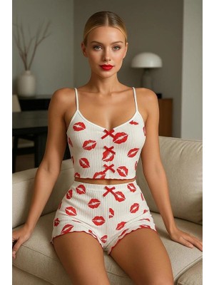 Amora Secret  Dudak Desenli Şortlu Pijama Takımı