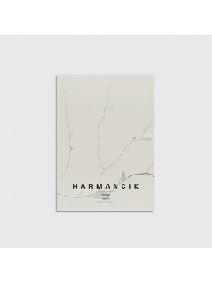 Domirus Bursa Harmancık Ilçe Haritası Poster Çerçevesiz Duvar Dekorasyonu