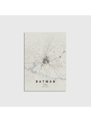 Domirus Batman Şehir Haritası Poster Çerçevesiz Duvar Dekorasyonu
