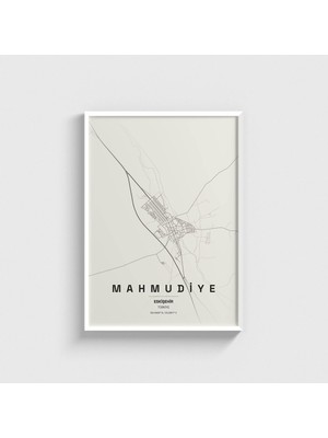Domirus Eskişehir Mahmudiye Ilçe Haritası Tablo Çerçeveli Poster Duvar Dekorasyonu