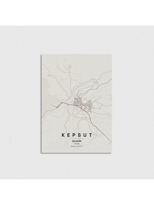 Domirus Balıkesir Kepsut Ilçe Haritası Poster Çerçevesiz Duvar Dekorasyonu