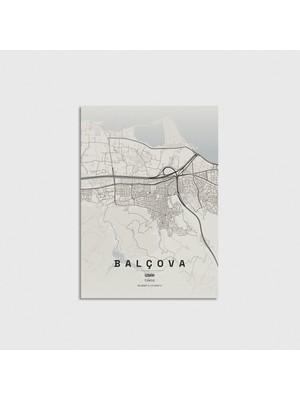 Domirus Izmir Balçova Ilçe Haritası Poster Çerçevesiz Duvar Dekorasyonu