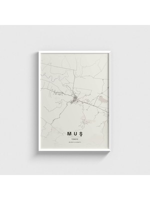 Domirus Muş Şehir Haritası Tablo Çerçeveli Poster Duvar Dekorasyonu