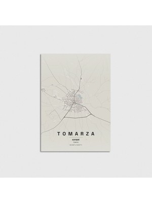 Domirus Kayseri Tomarza Ilçe Haritası Poster Çerçevesiz Duvar Dekorasyonu