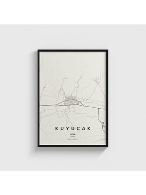 Domirus Aydın Kuyucak Ilçe Haritası Tablo Çerçeveli Poster Duvar Dekorasyonu
