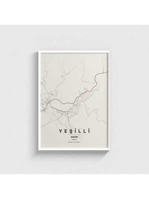 Domirus Mardin Yeşilli Ilçe Haritası Tablo Çerçeveli Poster Duvar Dekorasyonu