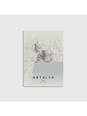Domirus Antalya Şehir Haritası Poster Çerçevesiz Duvar Dekorasyonu