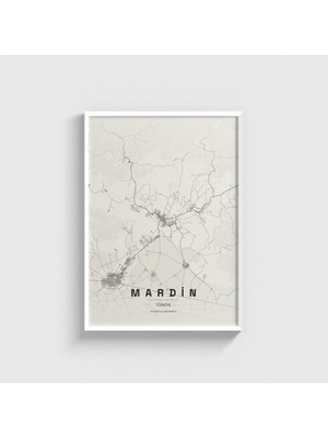 Domirus Mardin Şehir Haritası Tablo Çerçeveli Poster Duvar Dekorasyonu