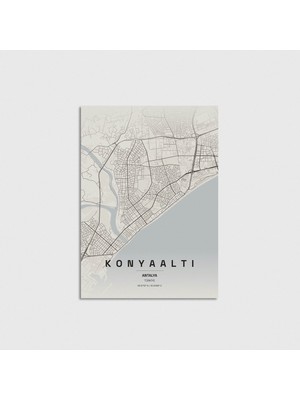 Domirus Antalya Konyaaltı Ilçe Haritası Poster Çerçevesiz Duvar Dekorasyonu