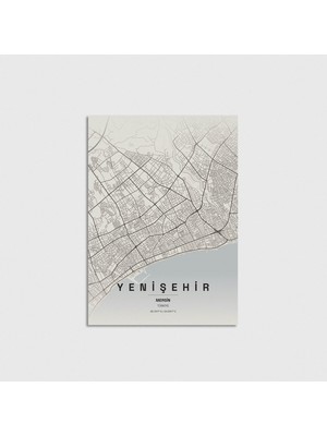 Domirus Mersin Yenişehir Ilçe Haritası Poster Çerçevesiz Duvar Dekorasyonu