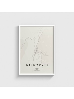 Domirus Adana Saimbeyli Ilçe Haritası Tablo Çerçeveli Poster Duvar Dekorasyonu