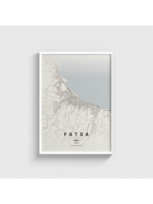 Domirus Ordu Fatsa Ilçe Haritası Tablo Çerçeveli Poster Duvar Dekorasyonu