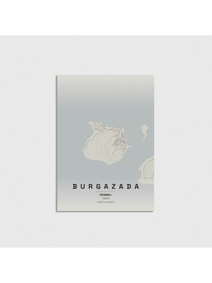 Domirus Istanbul Burgazada Ilçe Haritası Poster Çerçevesiz Duvar Dekorasyonu