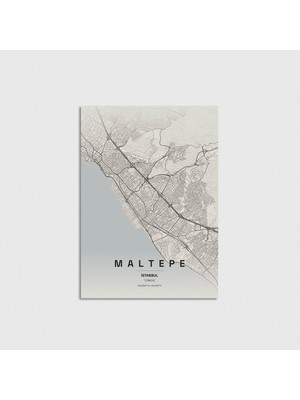 Domirus Istanbul Maltepe Ilçe Haritası Poster Çerçevesiz Duvar Dekorasyonu