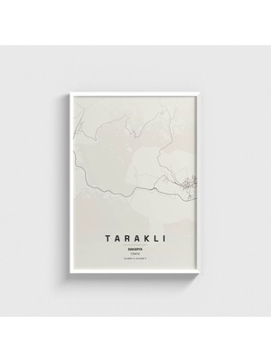 Domirus Sakarya Taraklı Ilçe Haritası Tablo Çerçeveli Poster Duvar Dekorasyonu