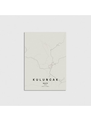Domirus Malatya Kuluncak Ilçe Haritası Poster Çerçevesiz Duvar Dekorasyonu
