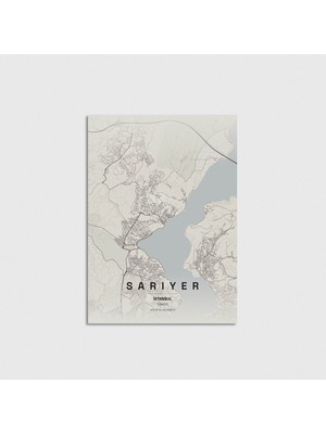 Domirus Istanbul Sarıyer Ilçe Haritası Poster Çerçevesiz Duvar Dekorasyonu