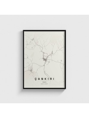 Domirus Çankırı Şehir Haritası Tablo Çerçeveli Poster Duvar Dekorasyonu