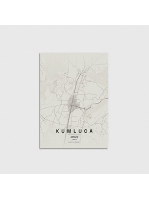Domirus Antalya Kumluca Ilçe Haritası Poster Çerçevesiz Duvar Dekorasyonu